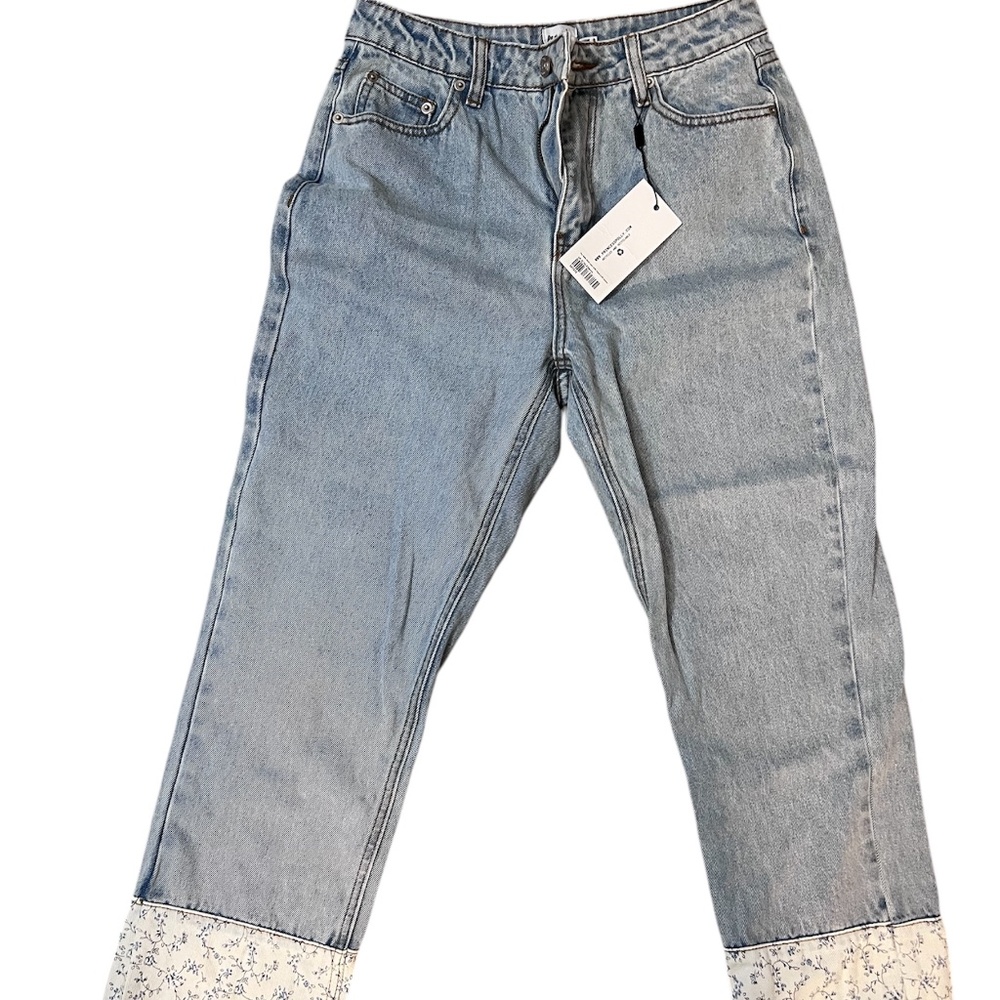 NWT Princess Polly Floral Cuff High Rise Mom Jeans